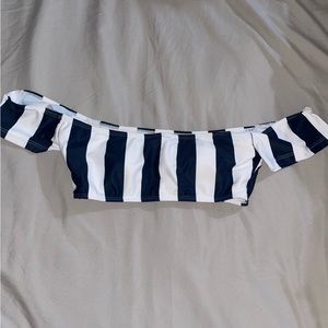 Striped Off the shoulder Swim Suit Top